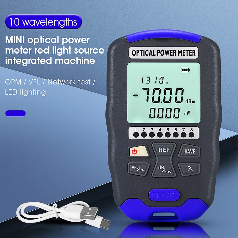 COMPTYCO AUA-DC70 Rechargeable Optical Power Meter(OPM) Visual Fault Locator(1/10/15/30/50mw VFL) All-in-one Fiber Testing Tool