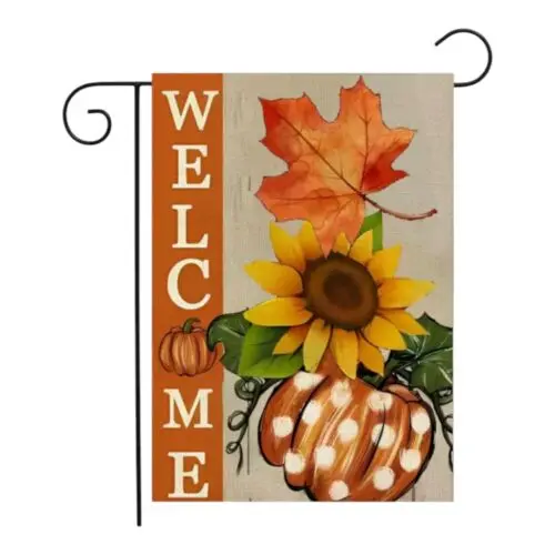 Autumn Garden Flag Welcome Pumpkin Patch Pumpkin Maple Leaf Sunflower 12x18 Inch