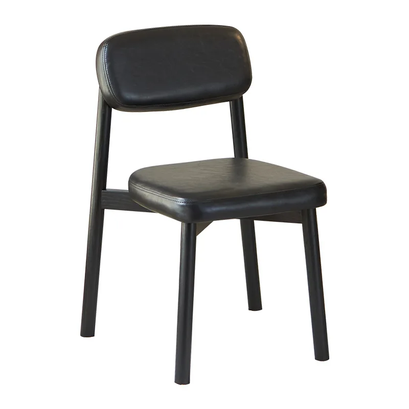 

Обеденный стул из цельного дерева, современная простая мягкая сумка из искусственной кожи, спинка, домашний стул для отдыха, ресторан, коммерческий ресторанный стул, офисный чай