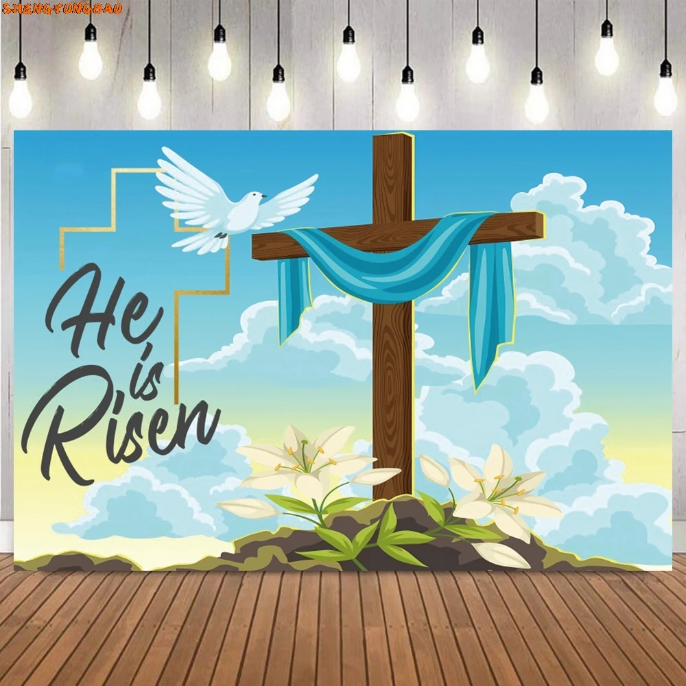 Toile de fond croix escalier vers le ciel, dieu bénisse le Saint-esprit, colombe de Pâques, fond de Jésus, événements religieux, décor de fête à thème, studio photo