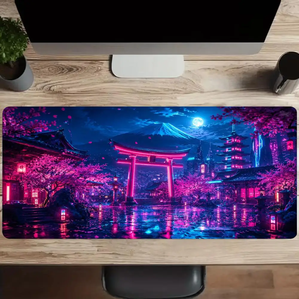 Sunset Mount Fuji Cherry Blossoms Red Bird's Nest Large Gaming Mouse Pad Keyboard Mat Home Office Desk Protector Pc Accessories