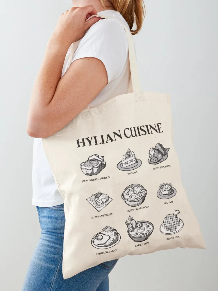 

BotW Cuisine Illustrated Cooking Recipes Greyscale Tote Bag tote bag university cute pouch bag Handbags