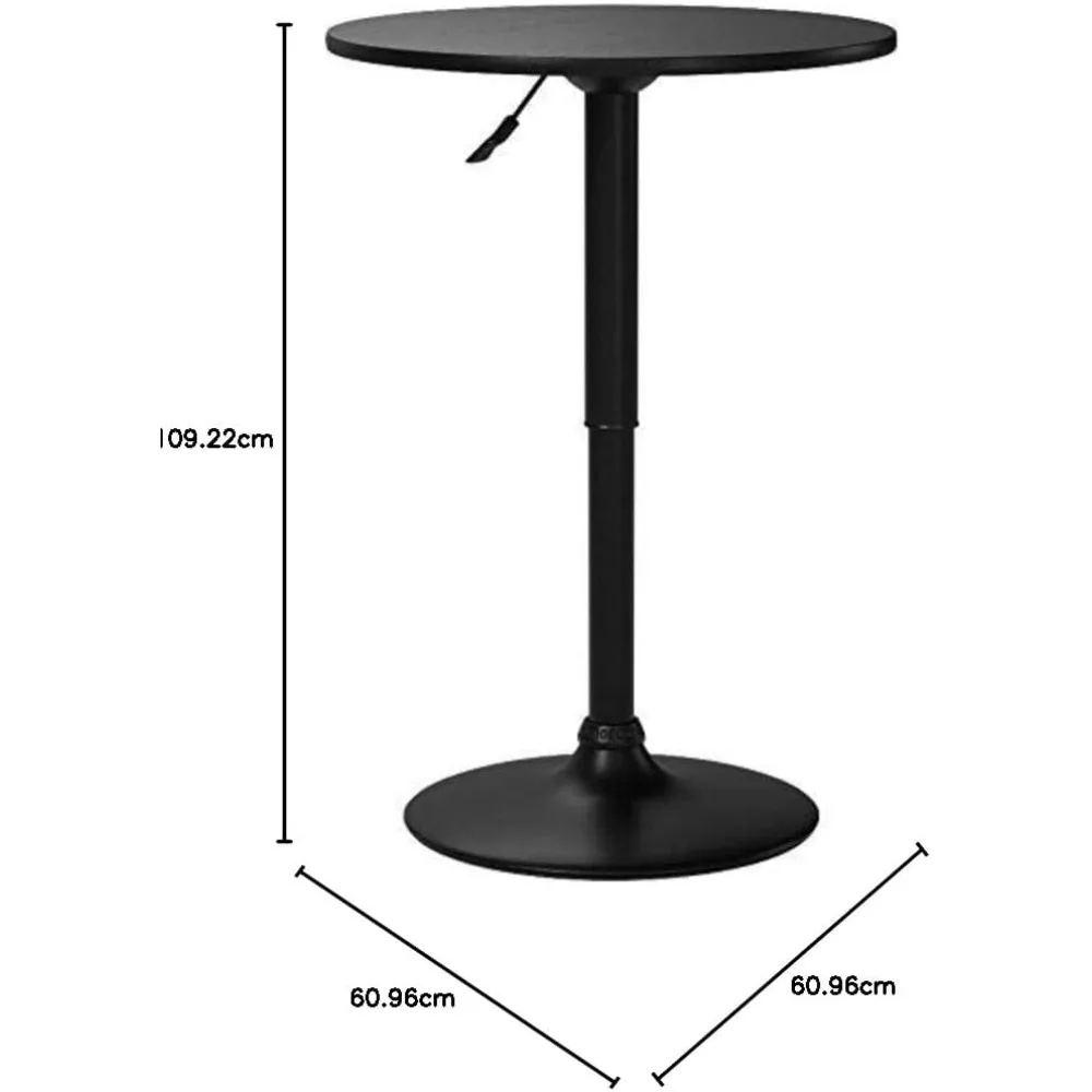 Armen Living Bentley Height Adjustable Swivel Pub Table with Black Wood Finish and Black Base