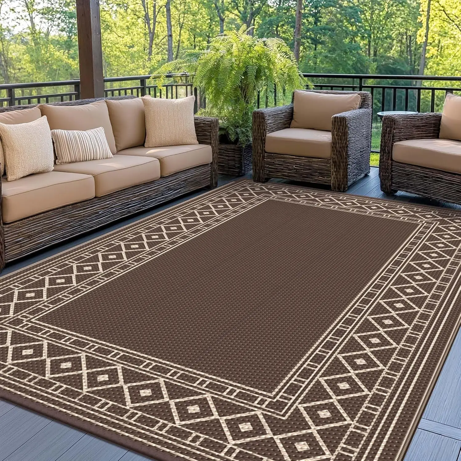 

Outdoor Rug Waterproof for Patio Decor, 5'x8' Reversible Plastic Straw Rug Carpet, Camping Mat for Outdoor, RV, Backyard, Dec