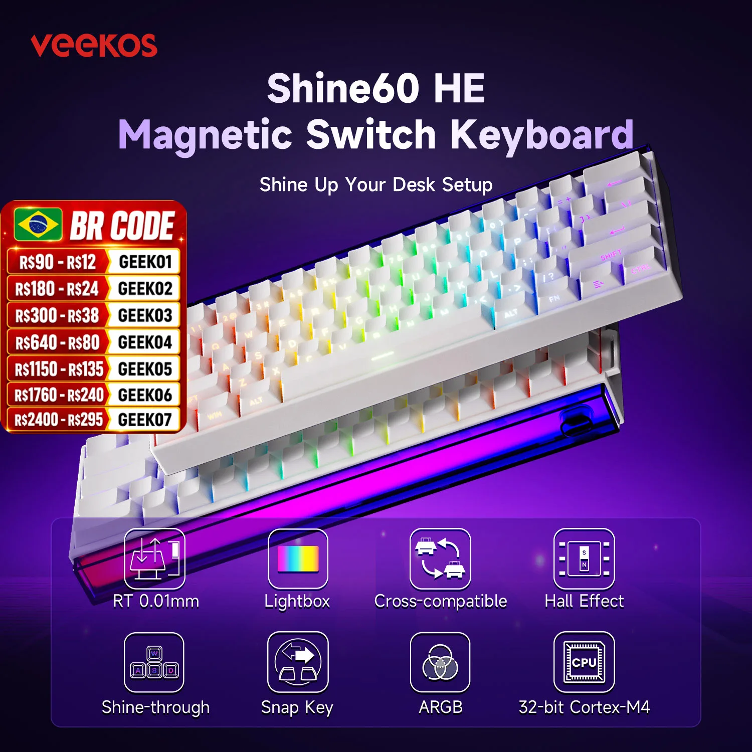 AKKO x Veekos Shine60 HE Magnetic Switch Keyboard for Esports