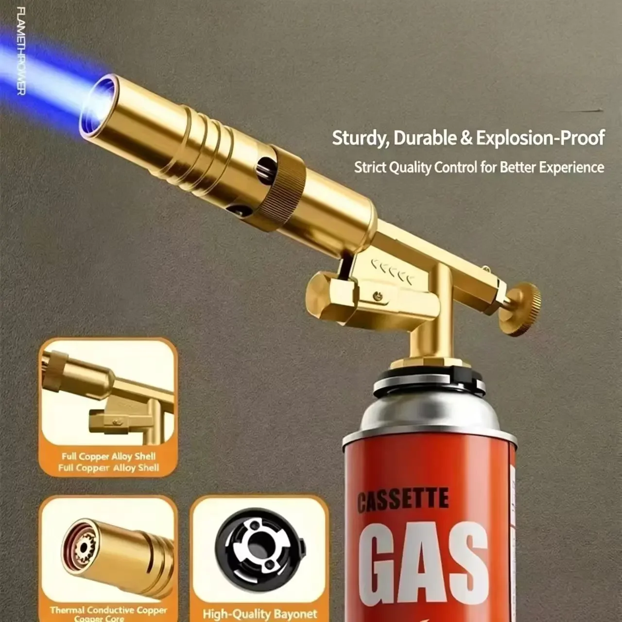High-Temperature Gas Burner Welding Torch Gold Portable Welding Gas Torch Flame Gas Blow Torch For BBQ Welding & Cooking