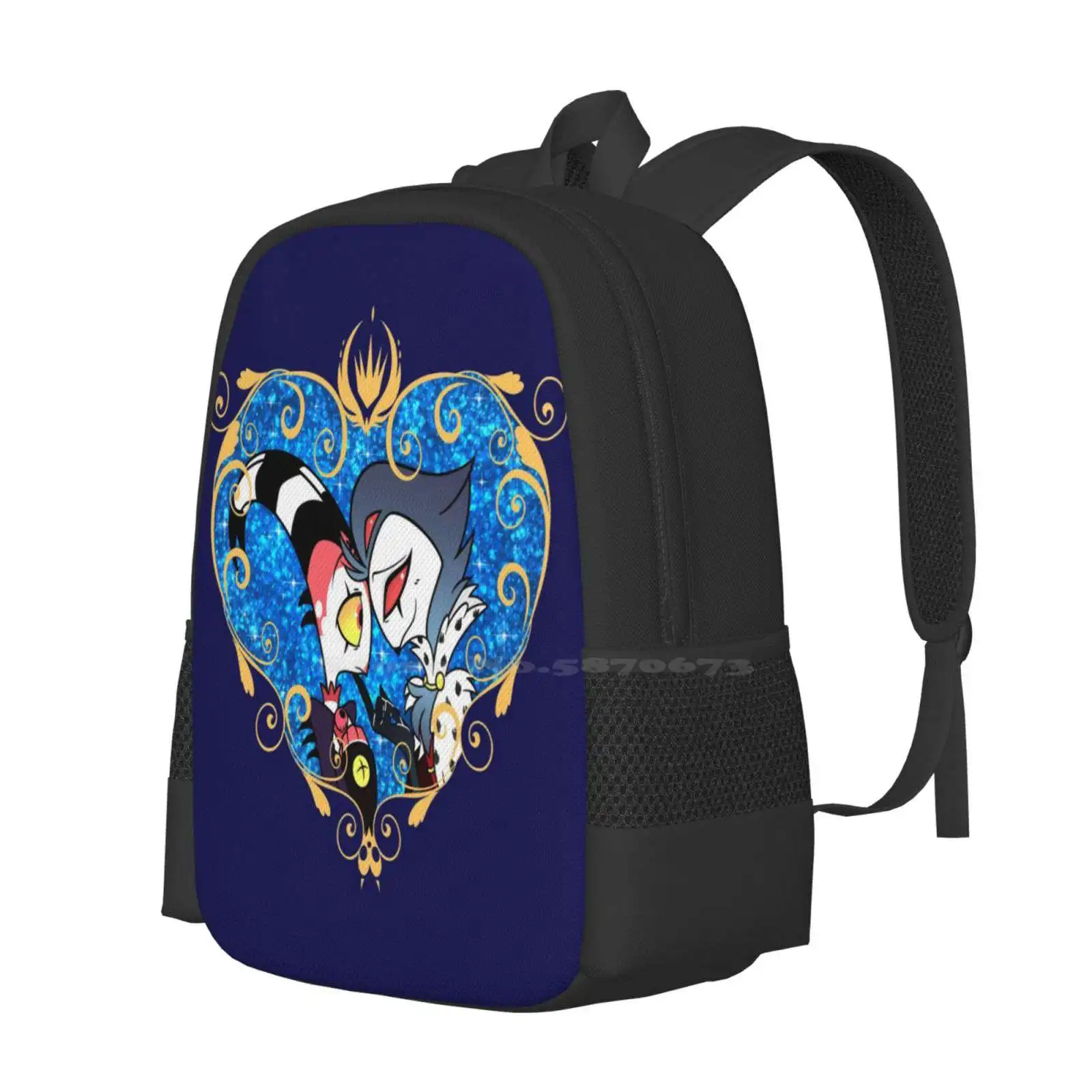 Helluva Boss Stolas And Blitzo Heart Frame Hot Sale Schoolbag Backpack Fashion Bags Helluva Boss Blitzo Stolas Vivziepop Stolitz