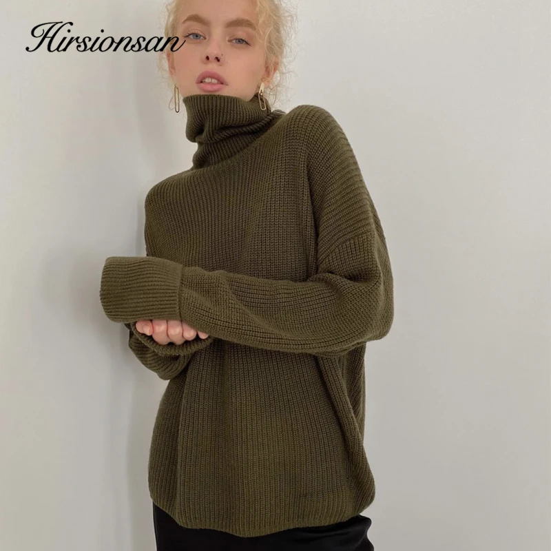 Hirsionsan Turtleneck Thick Sweater Women 2023 New Winter Warm Elegant Ladies Pullovers Warm Soft Cusual Jumper Soft Tops