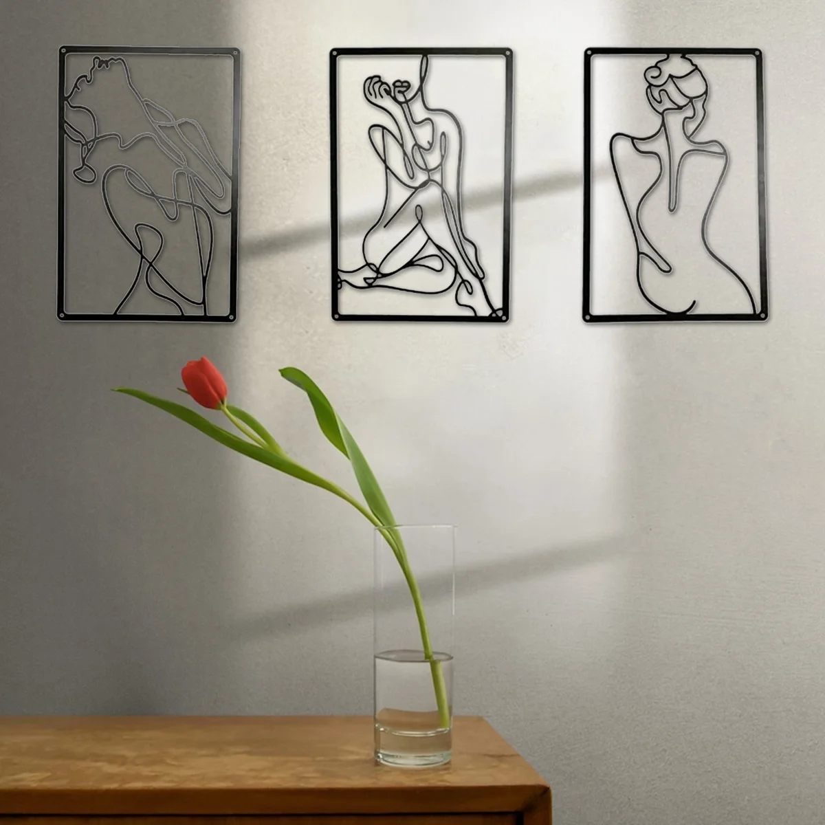 

3pcs Metal Iron Wall Sculptures, Minimalist Abstract Woman Home Art Line Drawing Decor Single Line Wall Hanging Art Decor