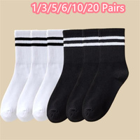 1/3/6/20 Pair Women's Mid Socks Solid Color Breathable Comfortable In summer Sweat Absorbing High-Quality Casual Sock Sports