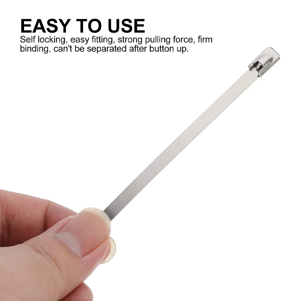 

100Pcs Metal Cable Ties Stainless Steel Zip Ties Reusable Cord Fasteners for Industrial Home Office Garage Garden Use