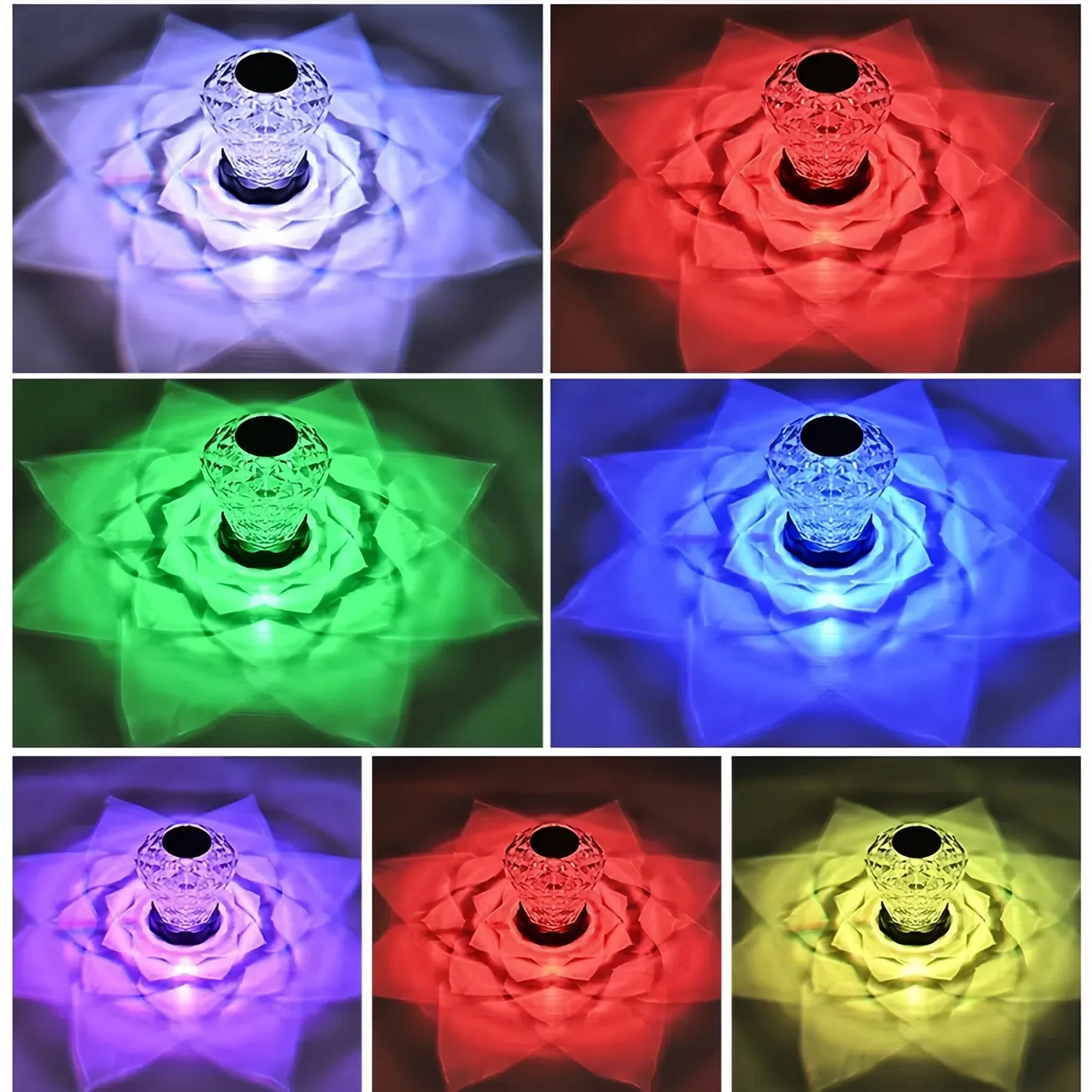 USB Rechargeable Rose LED Crystal Table Lamp 16 Color RGB Atmosphere Bar Bedroom Living Room Party Touch Control Light Decor