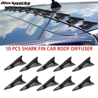 10Pcs Universal PU Rear Roof Shark Fins Spoiler Wing Kit Car Roof Spoiler Bumper Spoiler Shark Fin Diffuser Vortex Generator