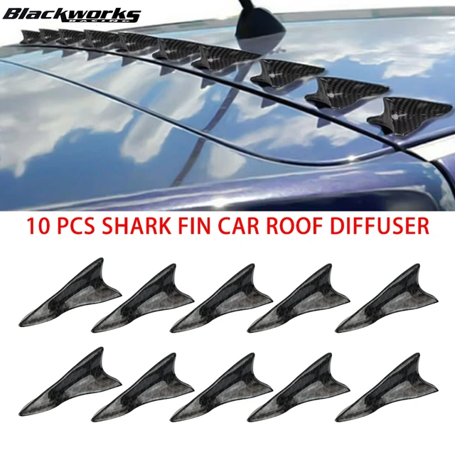 10Pcs Uniwersalny PU Tylny dach Shark Fins Spoiler Wing Kit Samochodowy spojler dachowy Zderzak Spoiler Shark Fin Dyfuzor Vortex Generator