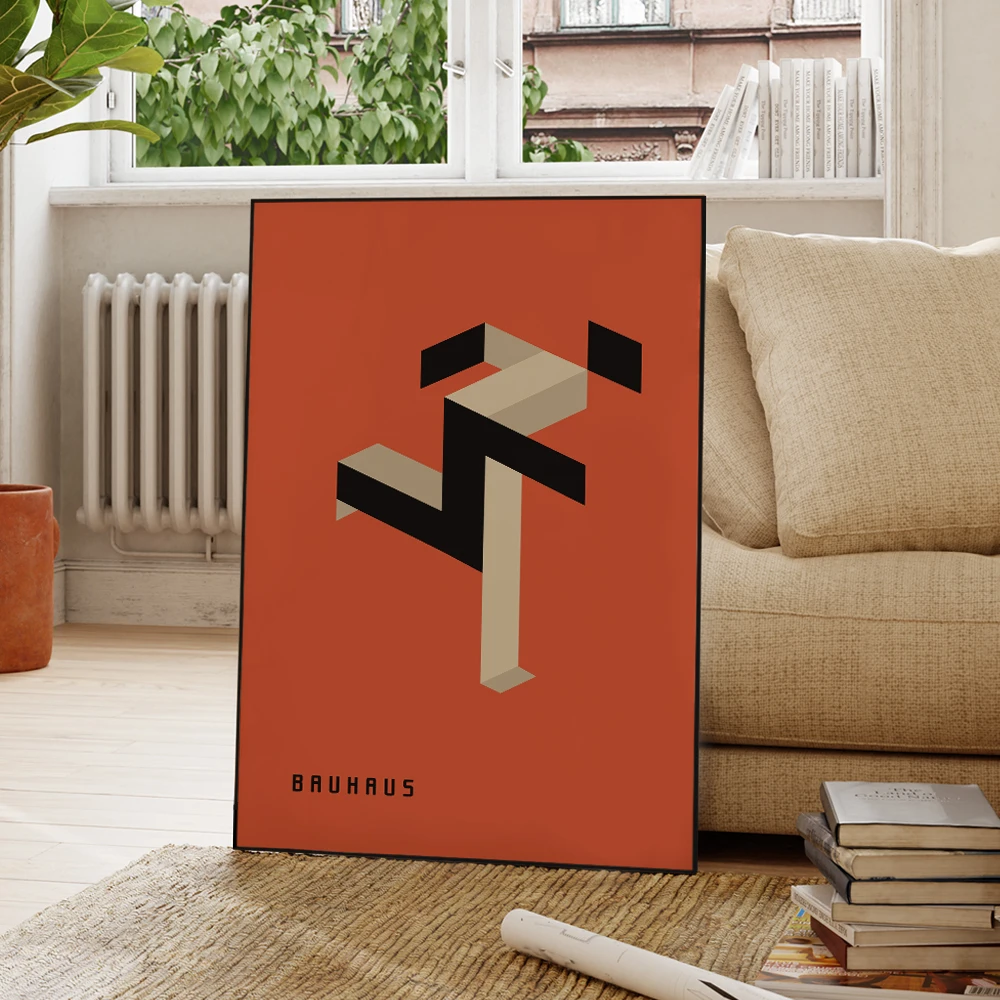 Modern Geometry Abstract Bauhaus Running Man Wall Art Aluminum Frame Prints Canvas Painting Poster Living Room Home Decor