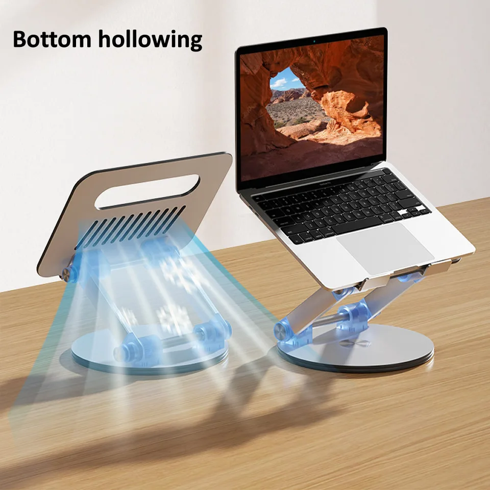 Laptop Stand 360° Rotatable Notebook Holder Button Adjustable Aluminum Alloy Stand Compatible with 7-17.3 inches Laptop Bracket