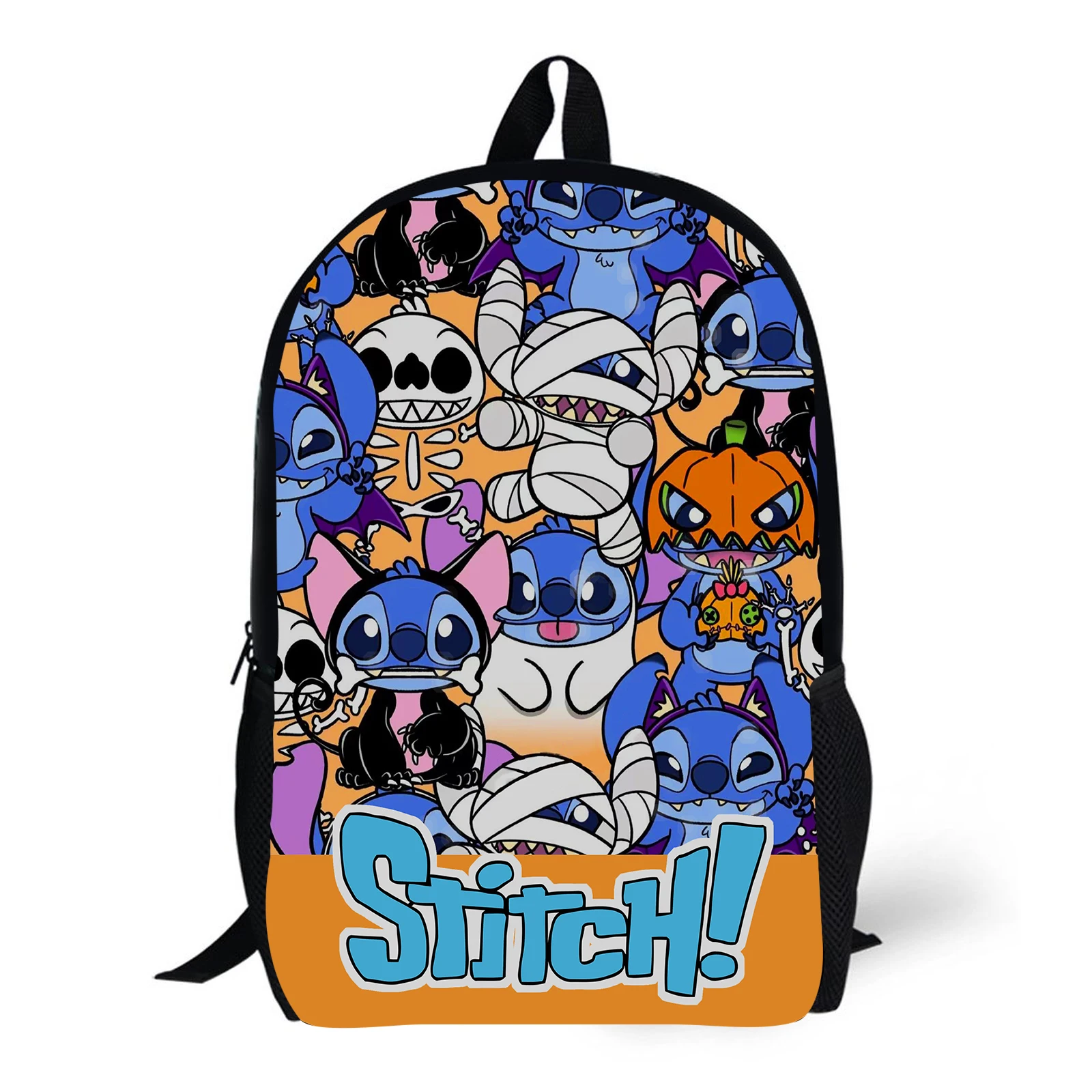 1pc Halloween themed Stitch printed backpack, student backpack, suitable for travel, daily commuting