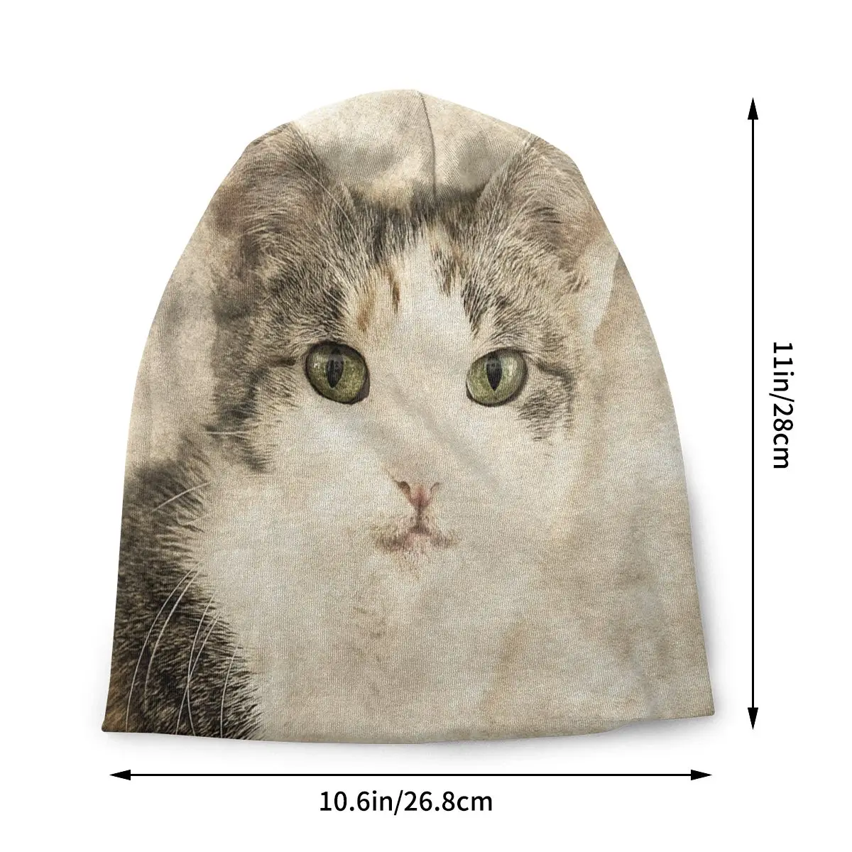 Cat Cute Drawing Unisex Bonnet Winter Warm Hiking Hats Double Layer Thin Hat Breathable Caps