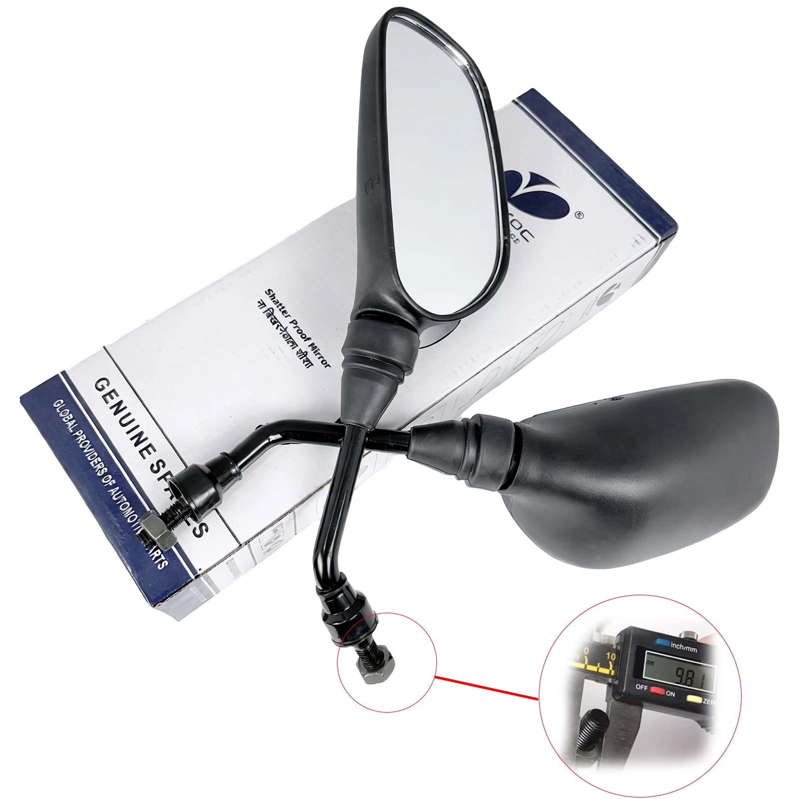 10mm Motorcycle Mirror Side Mirror Multi Angle Adjustment Black Frosted Side Mirror Electric Scooter General Purpose Modificatio