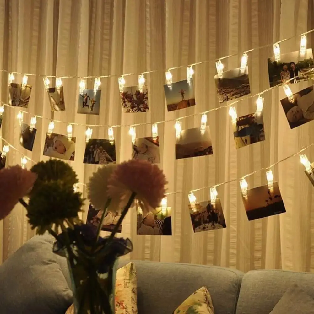 10LED Fairy Lights Photo Clip String Light USB/Battery Powered Lights For Bedroom Christmas Party Photo Wall Wedding Decor