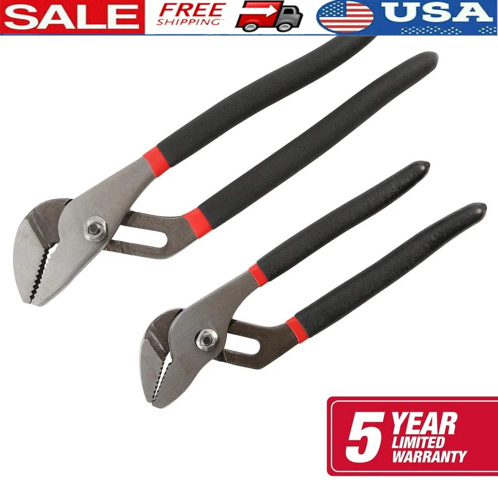 

2-Piece Groove Joint Pliers Set 8-Inch 10-Inch Heavy-Duty Steel Non-Slip Grips Adjustable Comfort Tool Versatile Use