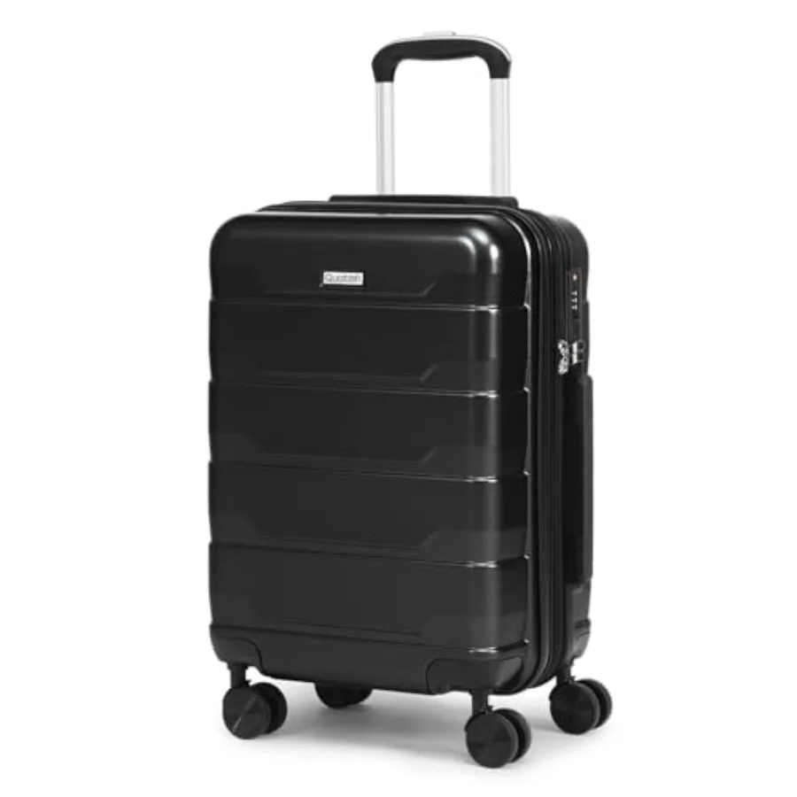 

26 inch Large Hard Shell Checked Luggage with Spinner Wheels Expandable Durable Suitcase for Men Women Black with TSA Lock Smoo