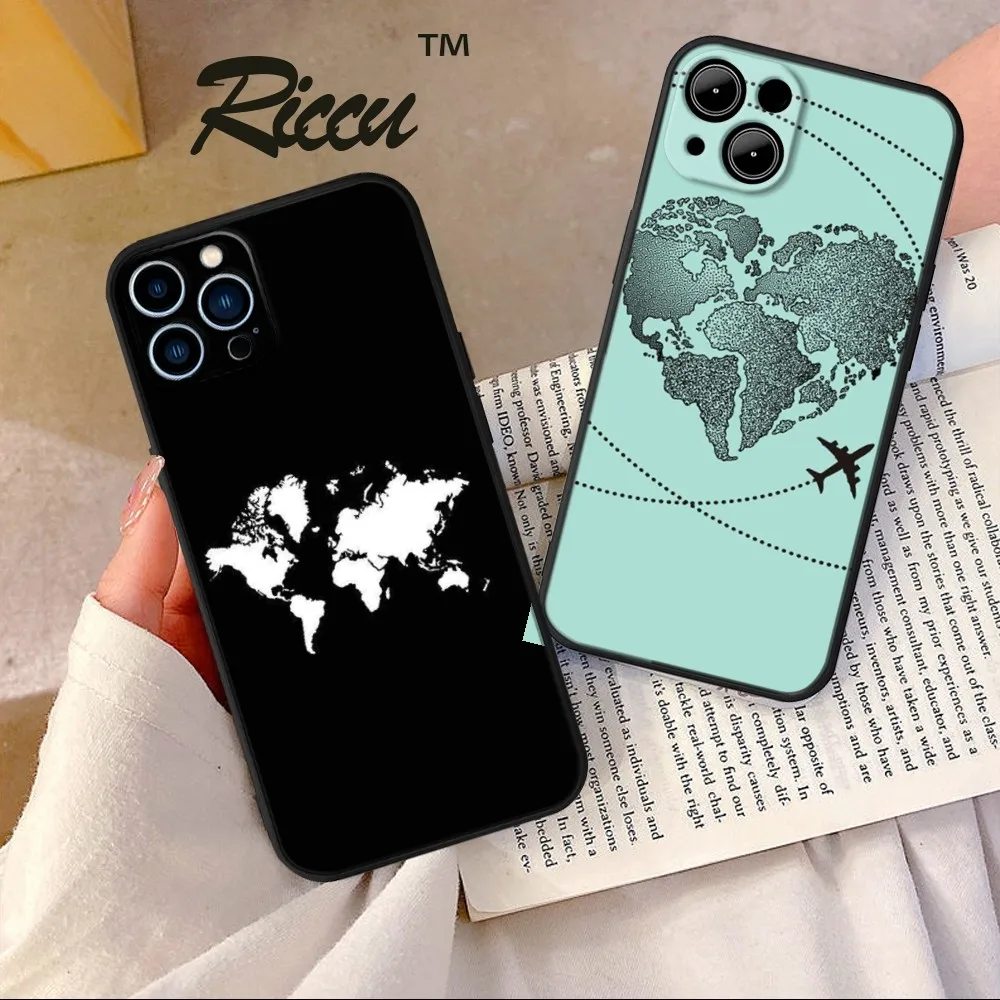 World Map Travel Plans   Phone Case FOR IPhone 15 14 13 11 12 Pro 8 7 Plus X Pro MAX XR XS MINI Soft Silicone Black Covers