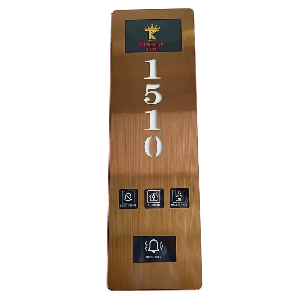 Customized hotel Doorplate Metal LED touch doorbell LOGO Room Number Sign Electronic Do not disturb room status panel