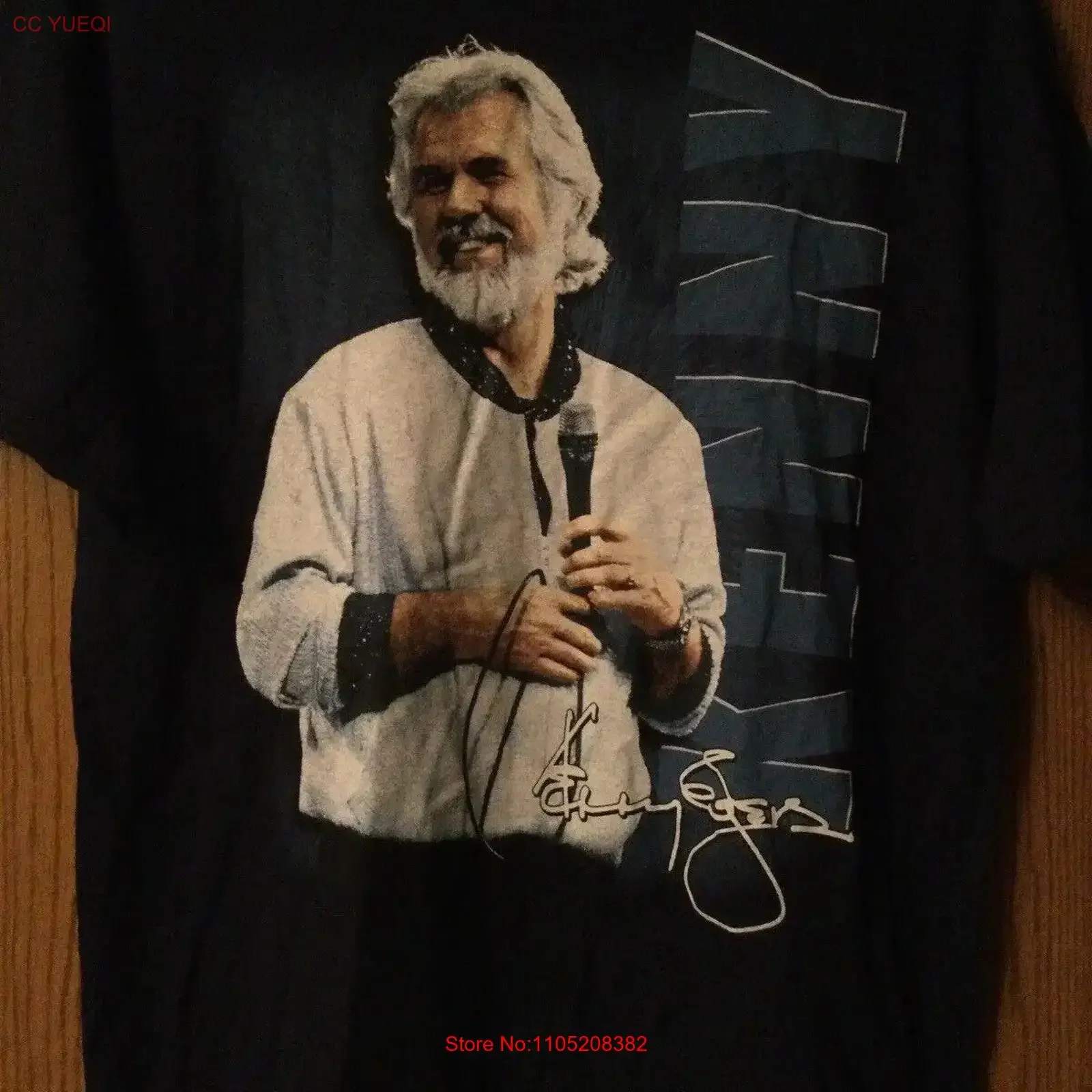 

Kenny Rogers The First 50 Years Blue T Shirt 2 Sided L vintage Washed Stylish Soft homme Stretched Slightly streetwear