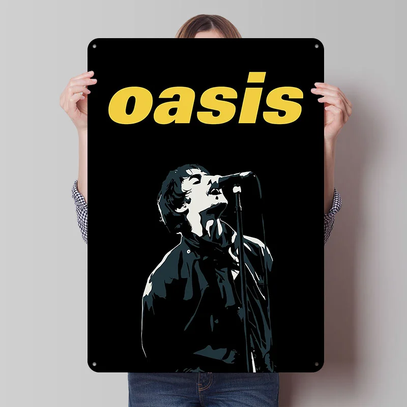 Oasis Band Singer Poster Wall Art Retro Vintage Metal Tin Signs for Home Room Man Cave Gamer Decoration Gaming Setup Decorations