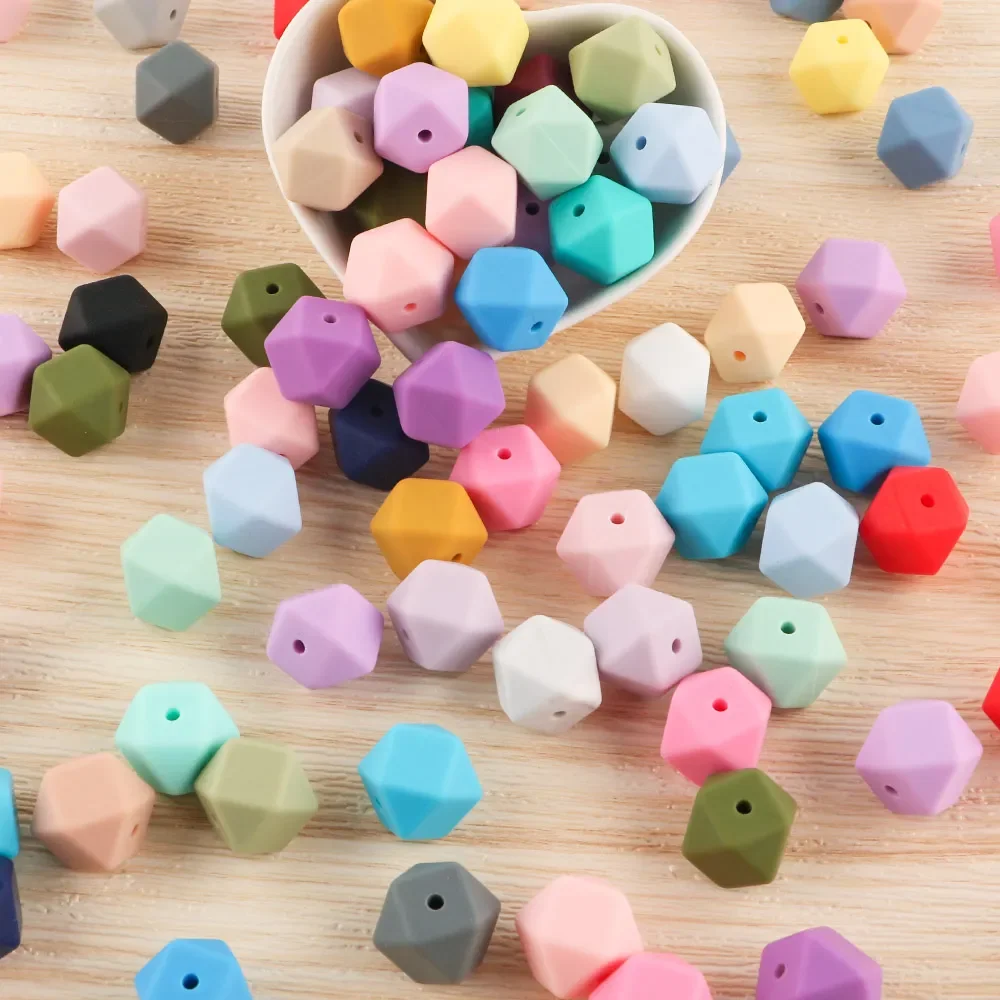 LOFCA  14/17mm 20/30pcs Hexagon Silicone Beads Silicone Bead For Jewelry Making For Necklace Making Jewelry Accessories