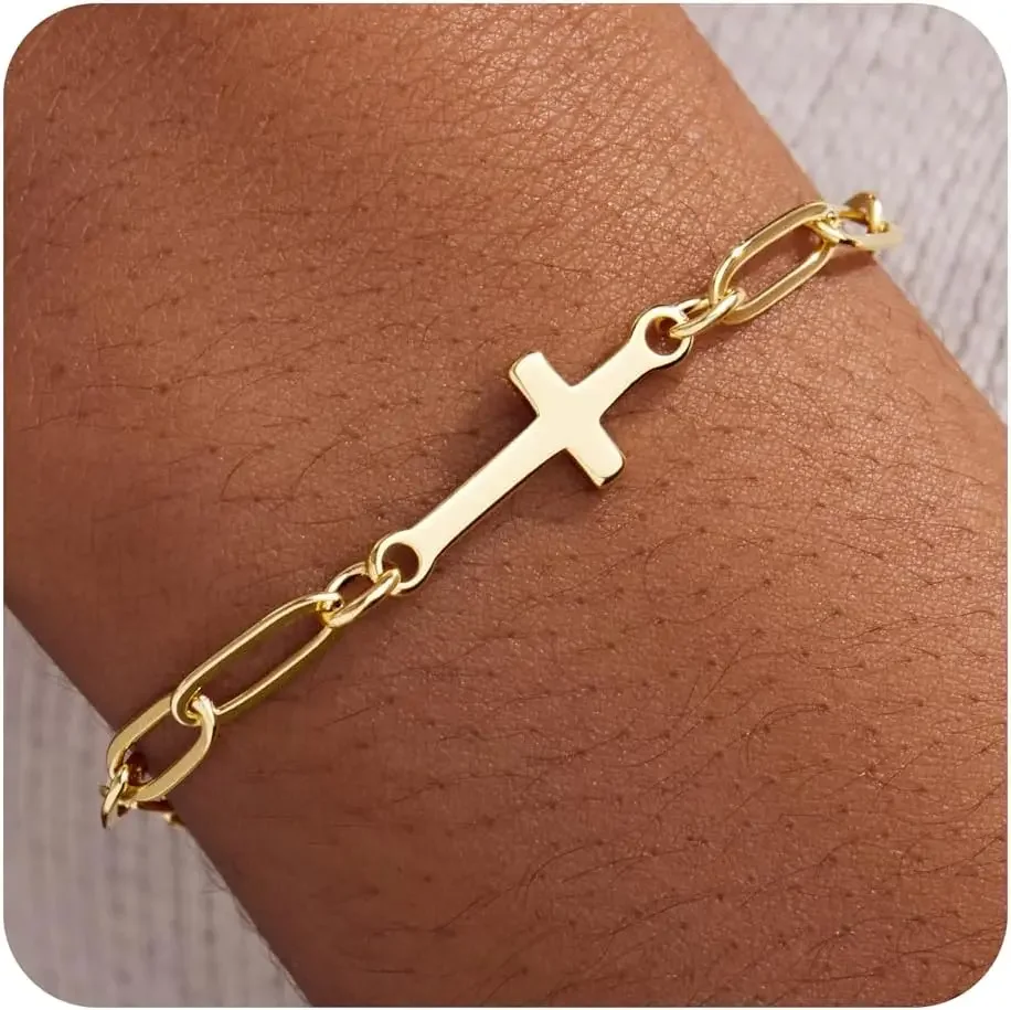 

Dainty Cross Gold Bracelets for Women Holiday parties birthday gifts