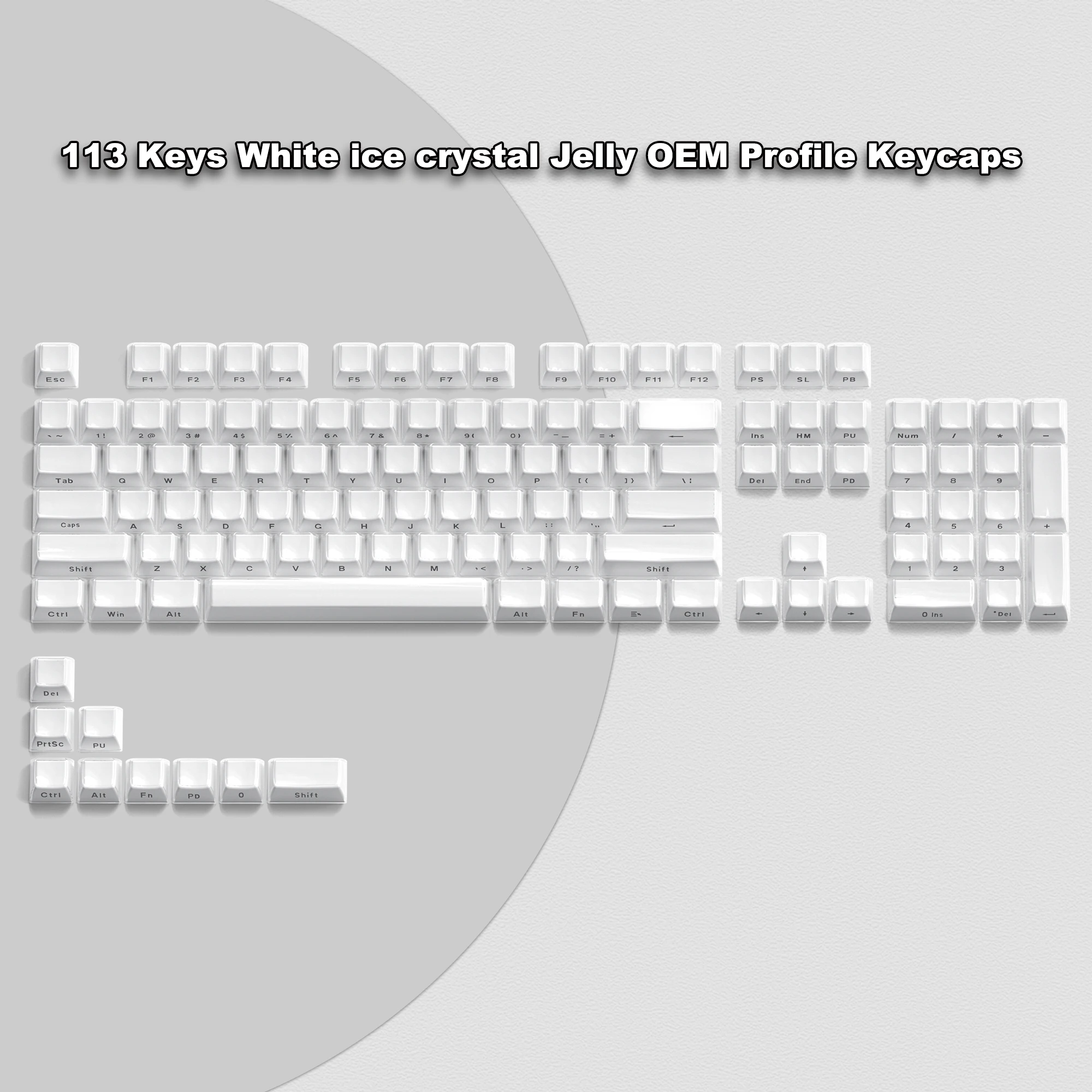 XVX Jelly Round Side Keycaps — Ice Crystal Translucent White image