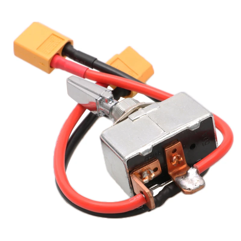 1PCS 12V 50A Toggle Switch 2pins Rocker Arm Switch Mini Metal ON OFF High Power with XT60 Plug Connect Cord for RC Tug Bait Boat