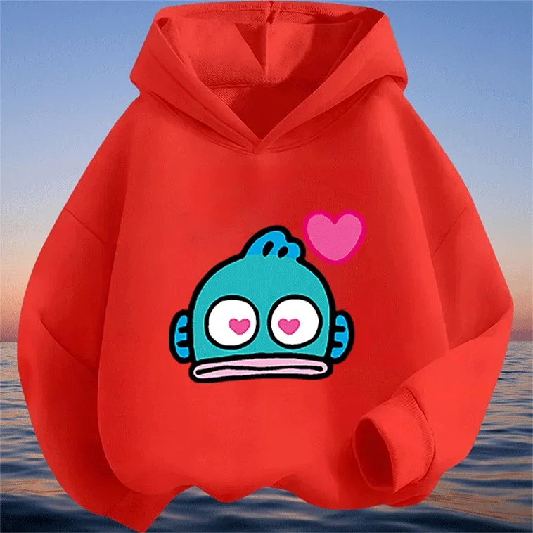 

2026 Hangyodon Solid Color Spring Autumn Hoodie Anime Print Preppy Kids Fashion Hot Sale