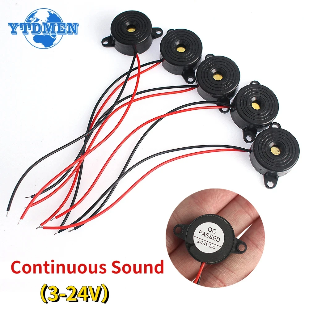 5PCS SFM-20B DC3-24V Piezo Electronic Buzzer Alarm Continuous Sound 2312 Active Piezoelectric Buzzers High Decibel, for Arduino