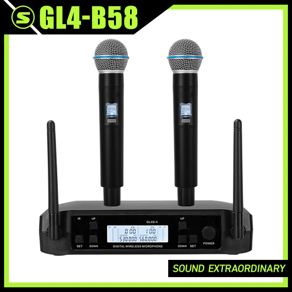 Micrófono inalámbrico profesional GL4 B58, sistema UHF, micrófono de mano para escenario, discursos, bodas, espectáculos, bandas, fiestas en casa, iglesia