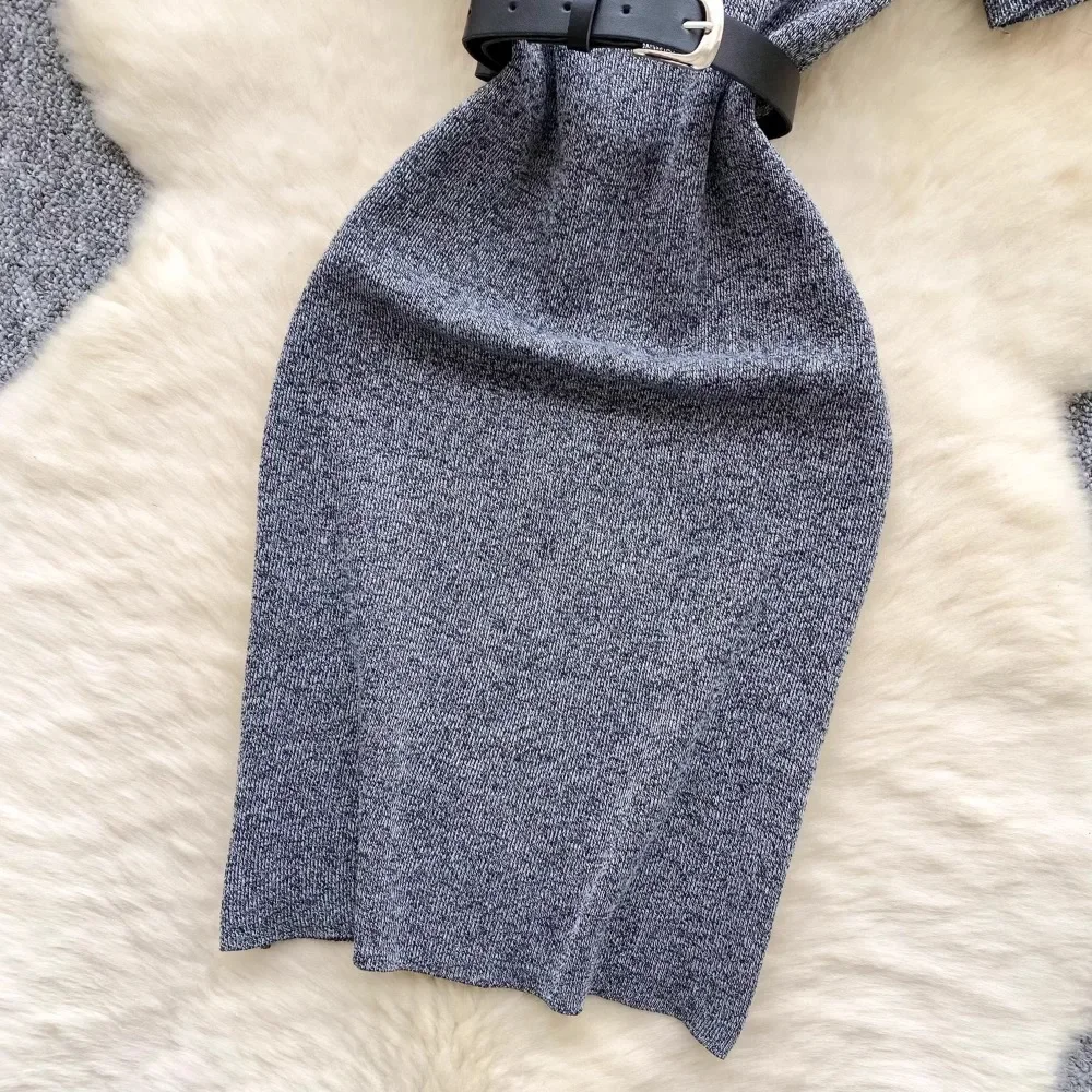 New Chic Fashion Cintura Avvolgente Fianchi Abito maglione lavorato a maglia 2025 Estate Elegante Office Lady Vita sottile Abito aderente Abbigliamento donna