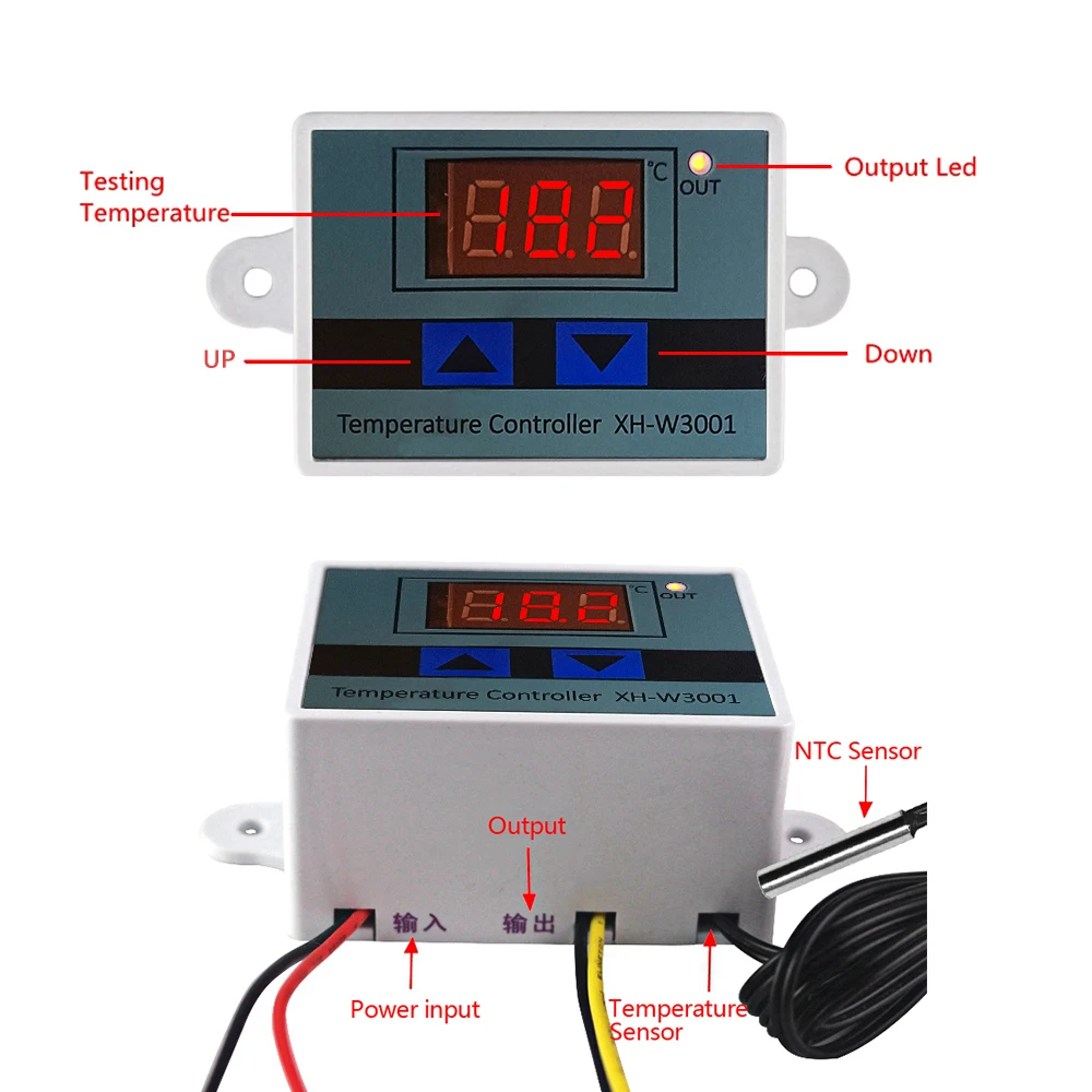 AC 220V 12V 24V 10A -50~110C Intelligent Digital Thermostat LED Temperature Controller Regulator Switch For Incubator NTC Sensor