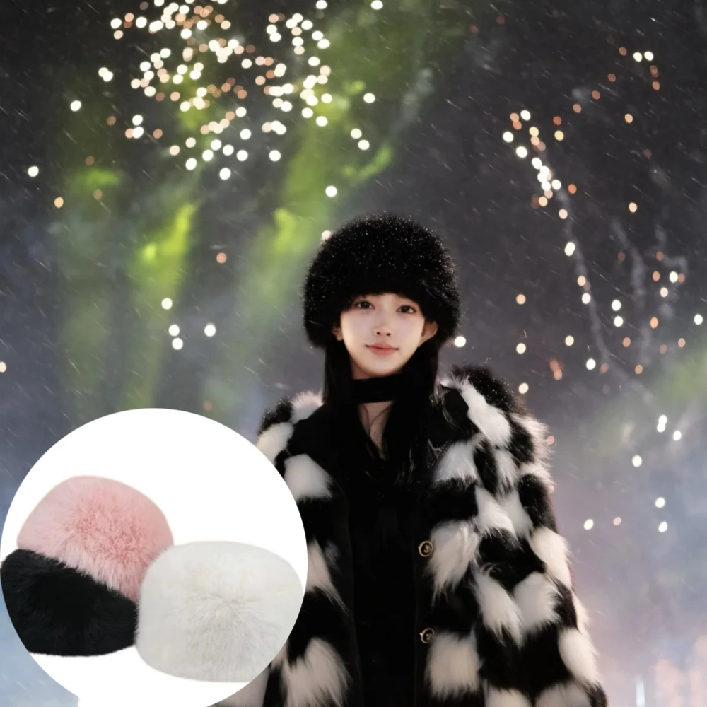 

New Winter Snow Ski Cap Fluffy Fur Women's Hat Female Faux Fur Thick Warm Windproof Hat Russian Hat Mink Fisherman's Hat