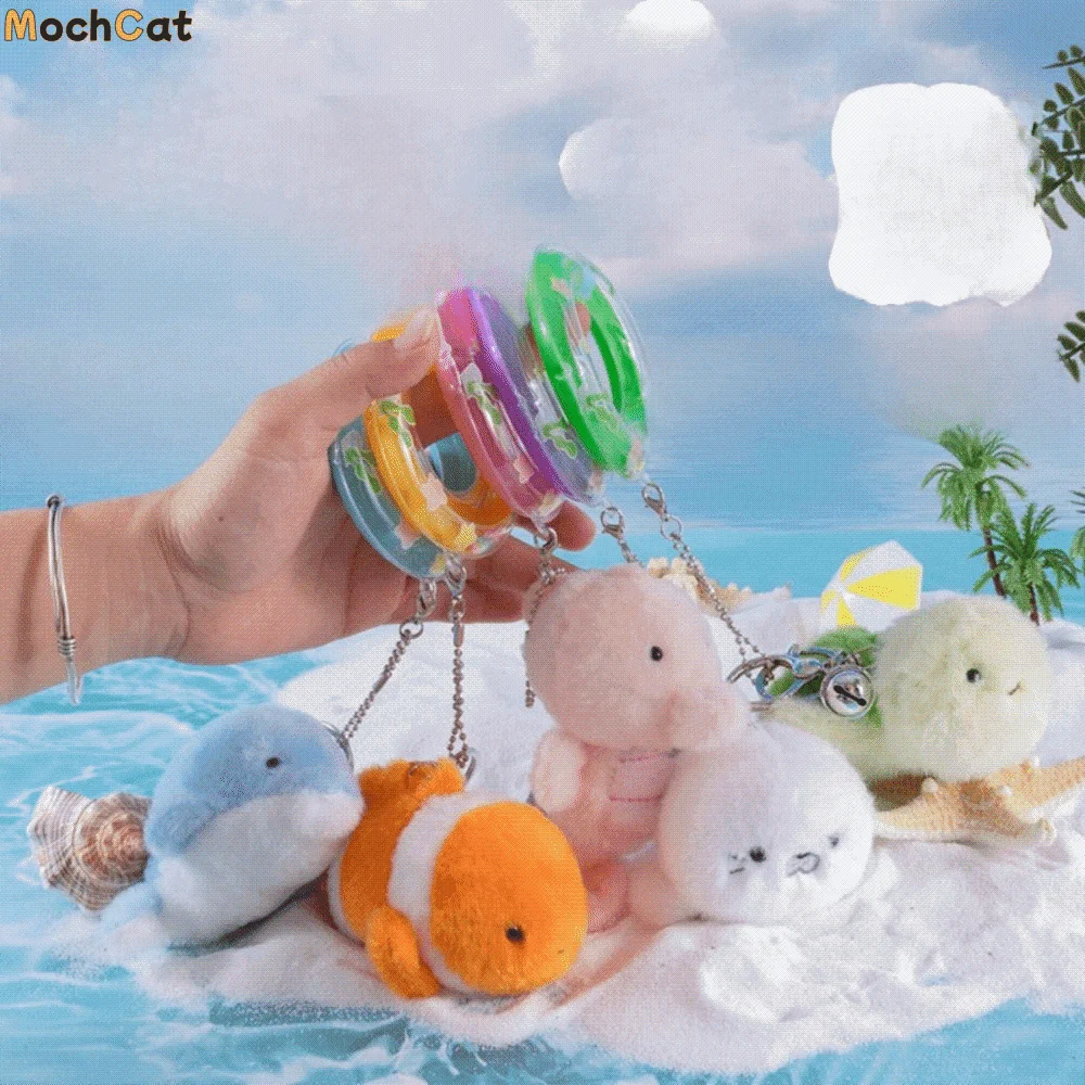 

Kawaii Ocean Animal Plush Keychain Soft Fish Fluffy Sea Turtle Keyring Seahorse Simulation Dolphin Plush Doll Home Decor