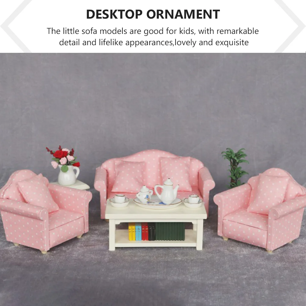 

Polka Dot Sofa Kids Plaything. Toy Ornament Miniature Children Playhouse Furniture Accessory