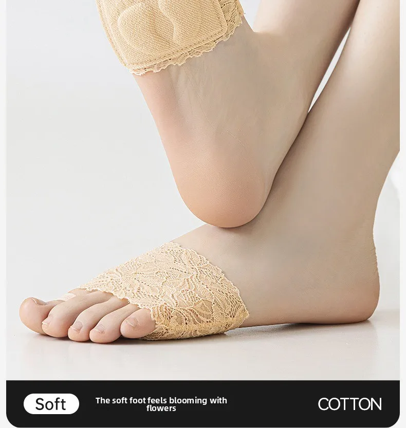 Sommer dünne Spitze unsichtbare Socken Split Toe Vorfuß Socken für Frauen High Heel Hausschuhe Schuhe atmungsaktive Spitzensocken für Halloween – Detail 10