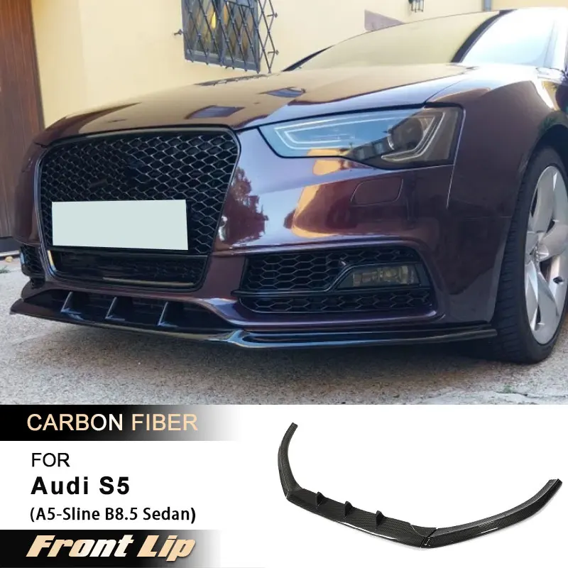 Auto Frontschürze Lip Spoiler für Audi A5-Sline S5 B8.5 Limousine 2012-2016 3 TEILE/SATZ Racing vorne Kinn Schürze Lippe Carbon Faser FRP