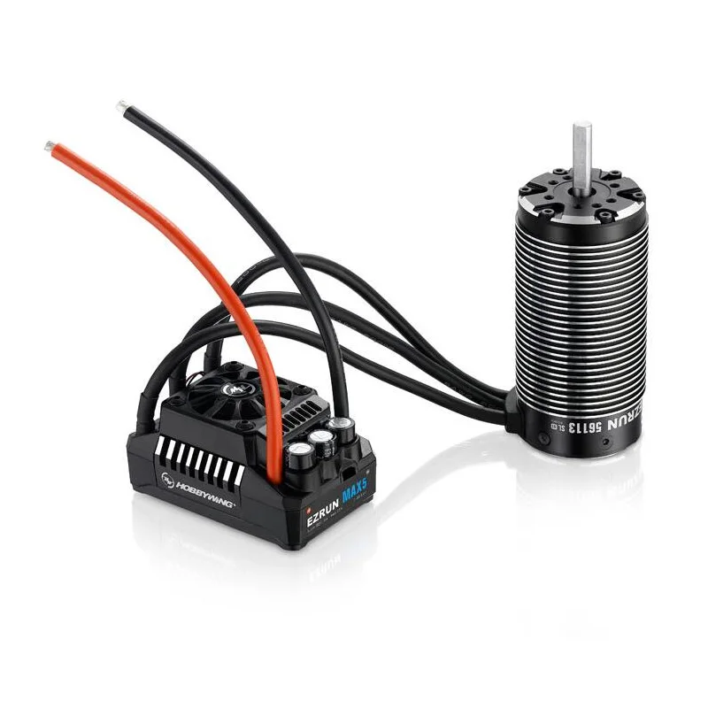 HobbyWing 56113SL 800KV sensorless brushless 4-pole motor with EzRun MAX5 V3 200A brushless waterproof ESC combo for 1/5 RC cars