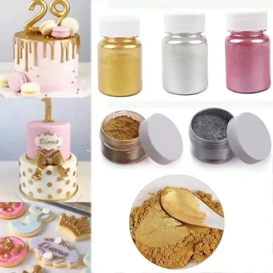 15g Not Edible Luster Dust Gold Silver Powder Food Grade Cake Decorating Color for Baking Cookies Chocolate Drinks For Decor