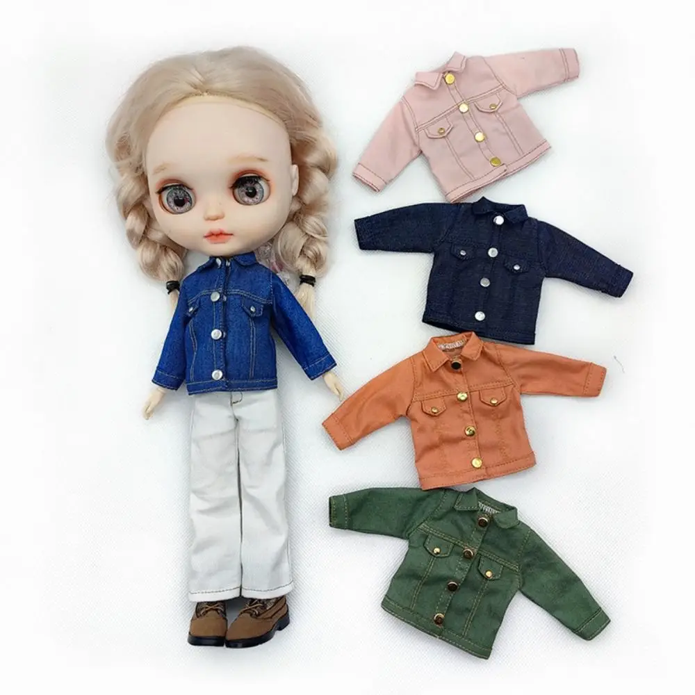 New Fashion Jeans Jacket Pocket DIY Doll Clothes 9 Colors Casual Wears Doll Wears Outfits For Ob22 Ob24 Dolls