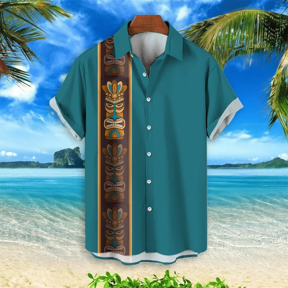 Camisa hawaiana de manga corta para hombre, Top informal y cómodo con solapa, para uso diario en la playa, talla grande, nuevo estilo, 2024