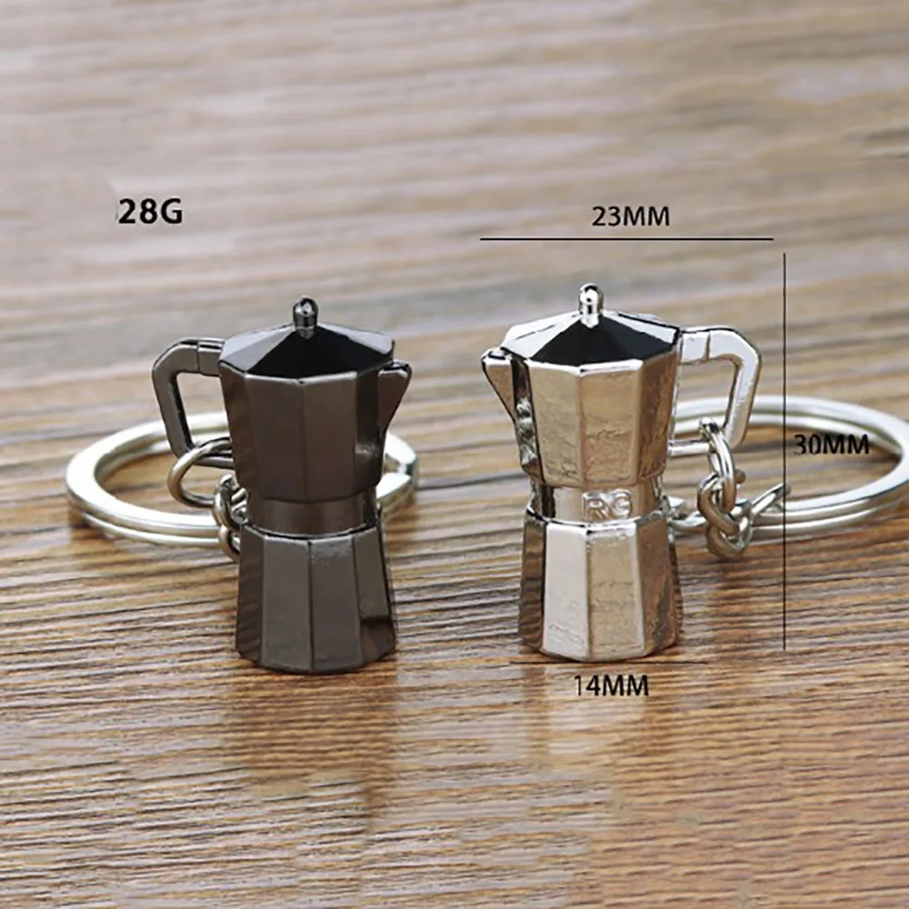 Metal 3D Creative Coffee Keychain Pitcher Mini Moka Pitcher Keyring Accessories Creative Creative Barista Coffee Keychain