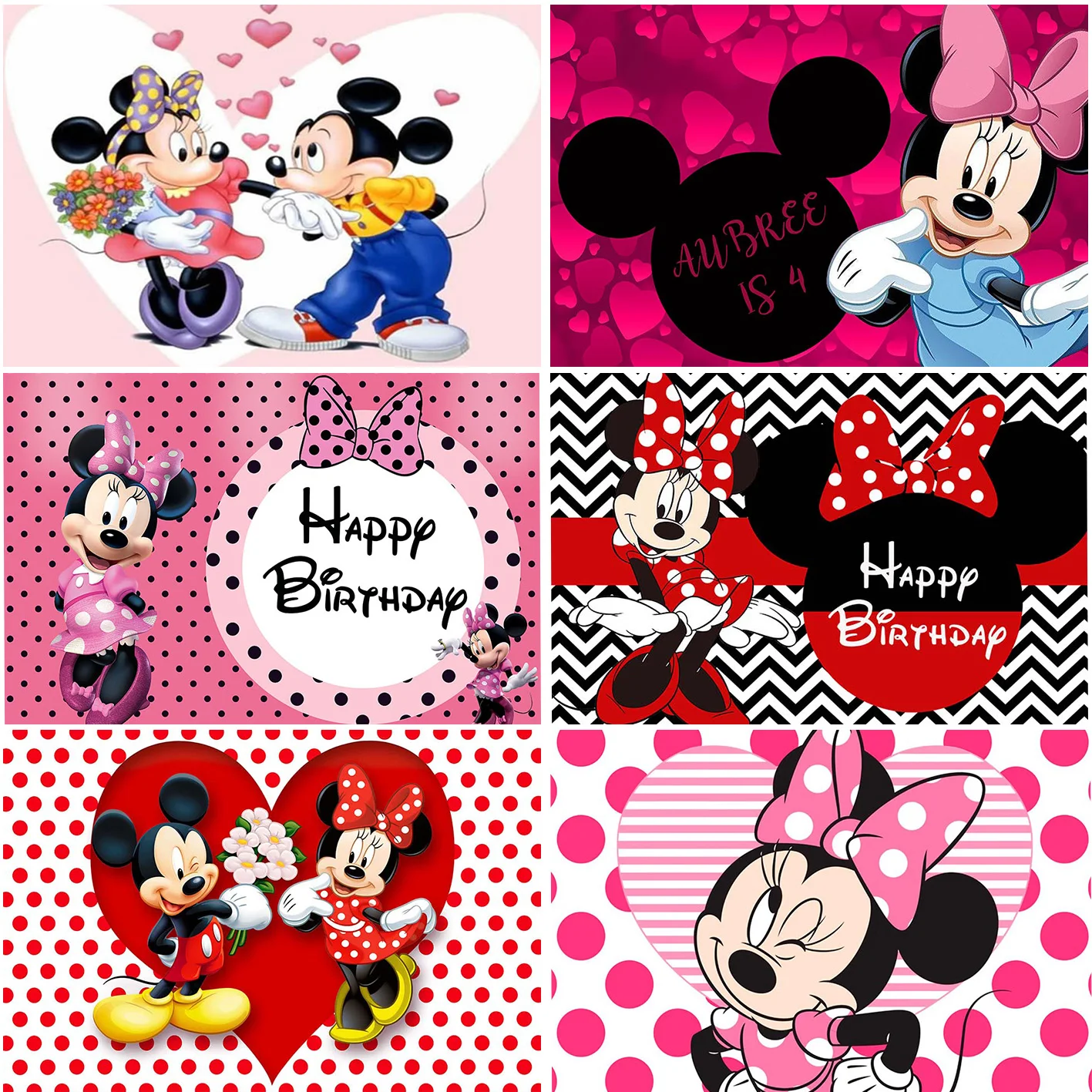 

Disney Cartoon Mickey Minnie Mouse Custom Photo Backdrops Baby Shower Girls Birthday Party Photograph Backgrounds Banner Decor